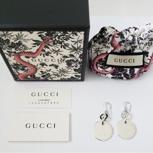 🆕 925 Silver Gucci Round Disc Drop Earrings! 💥